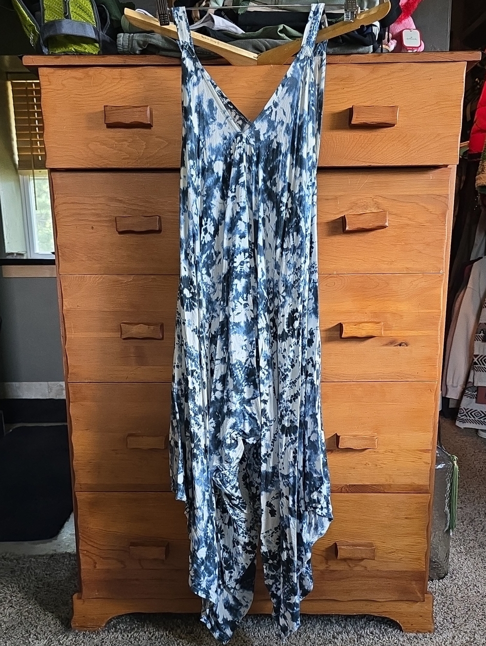 Japna Blue White Tie-Dye Harem Jumpsuit Boho Size Small - Picture 1 of 6
